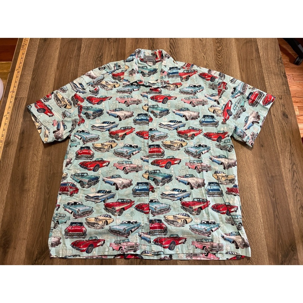 Vintage High Seas Trading Co. Shirt, Men's Size 3X, Multicolor, Cars, Button Up